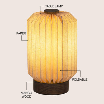 Banks 8.5" Modern Minimalist Paper Pleated Column Accent LED Table Lamp